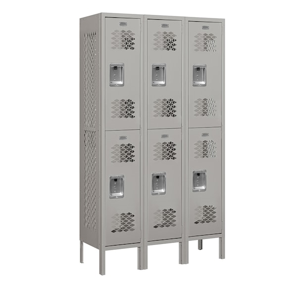 Salsbury Industries 2 Tier Vented Locker, 36"Wx66"Hx12"D, 6 Door, Gray, Unassembled 72352GY-U - main